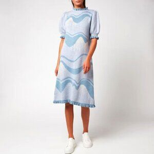 HELMSTEDT Women's Frio Blue Knit Midi Swirl Dress - RET: $460 Size Medium LOOK!!